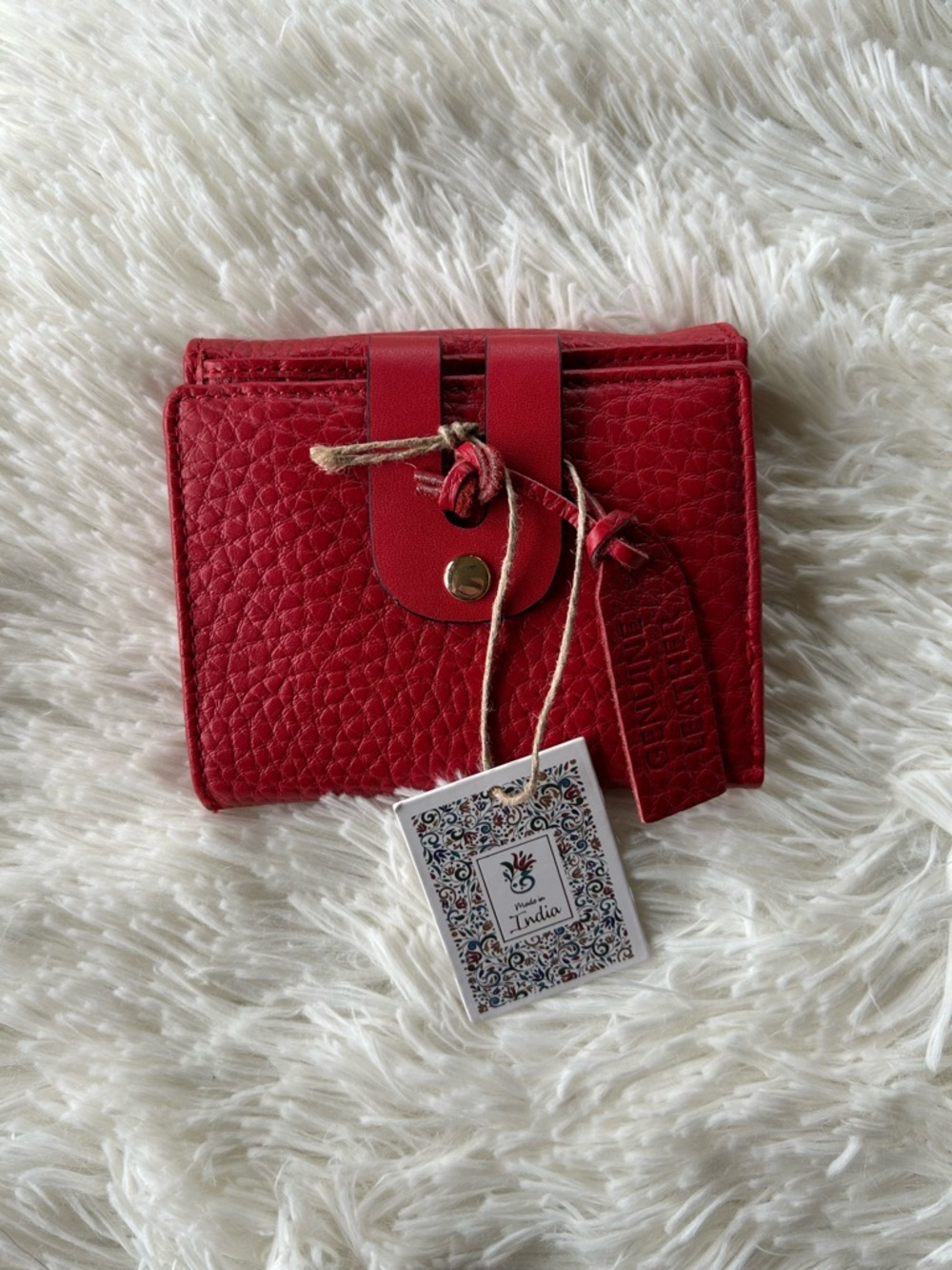 Genuine Leather | Red Pebbled Leather Bi-Fold Wallet